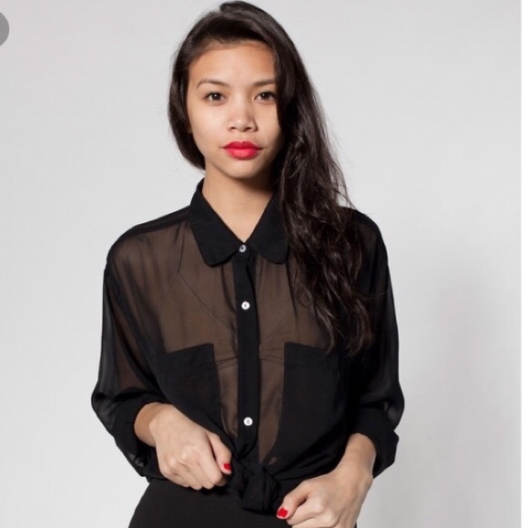 American Apparel Black Chiffon Blouse 